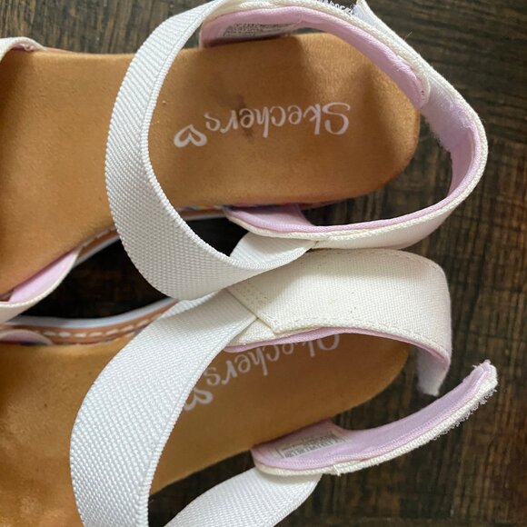 Sketchers Girls Miss Desert Kiss Hi - White Platform Sandals heart clasp sz 1 - Picture 3 of 8